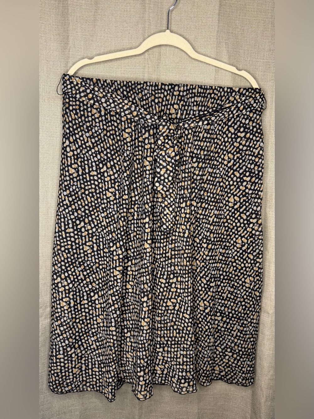 Ninety Black Metallic Dot Tie Waist Skirt NWT